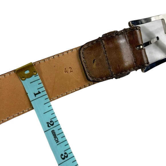 HARRIS DAL Barneys New York Men's Brown Leather Belt - Picture 9 of 10